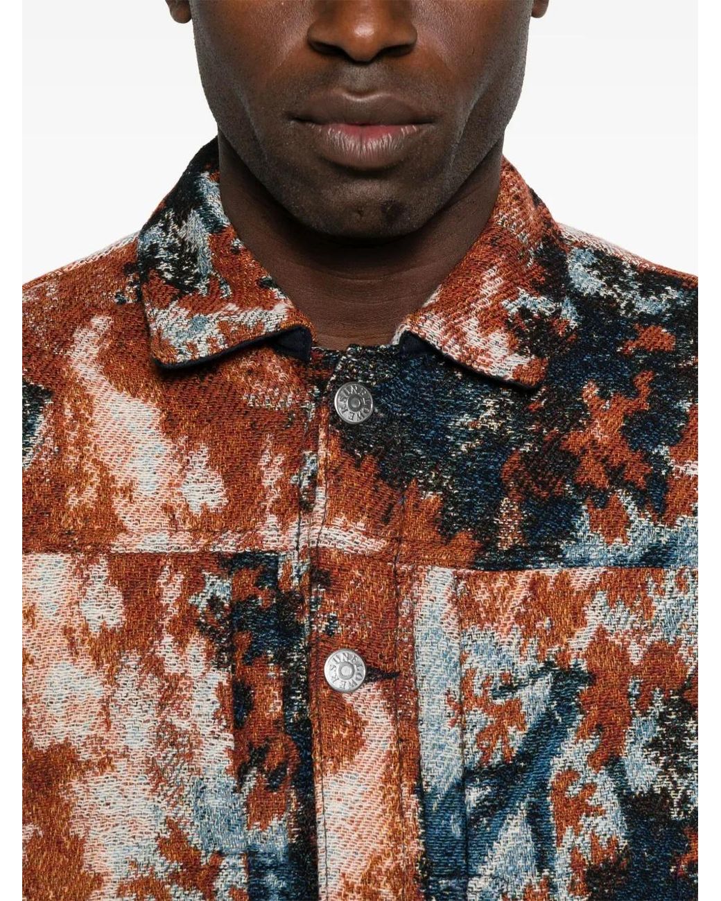 sunflower Brown Abstract-Print Shirt Jacket for men