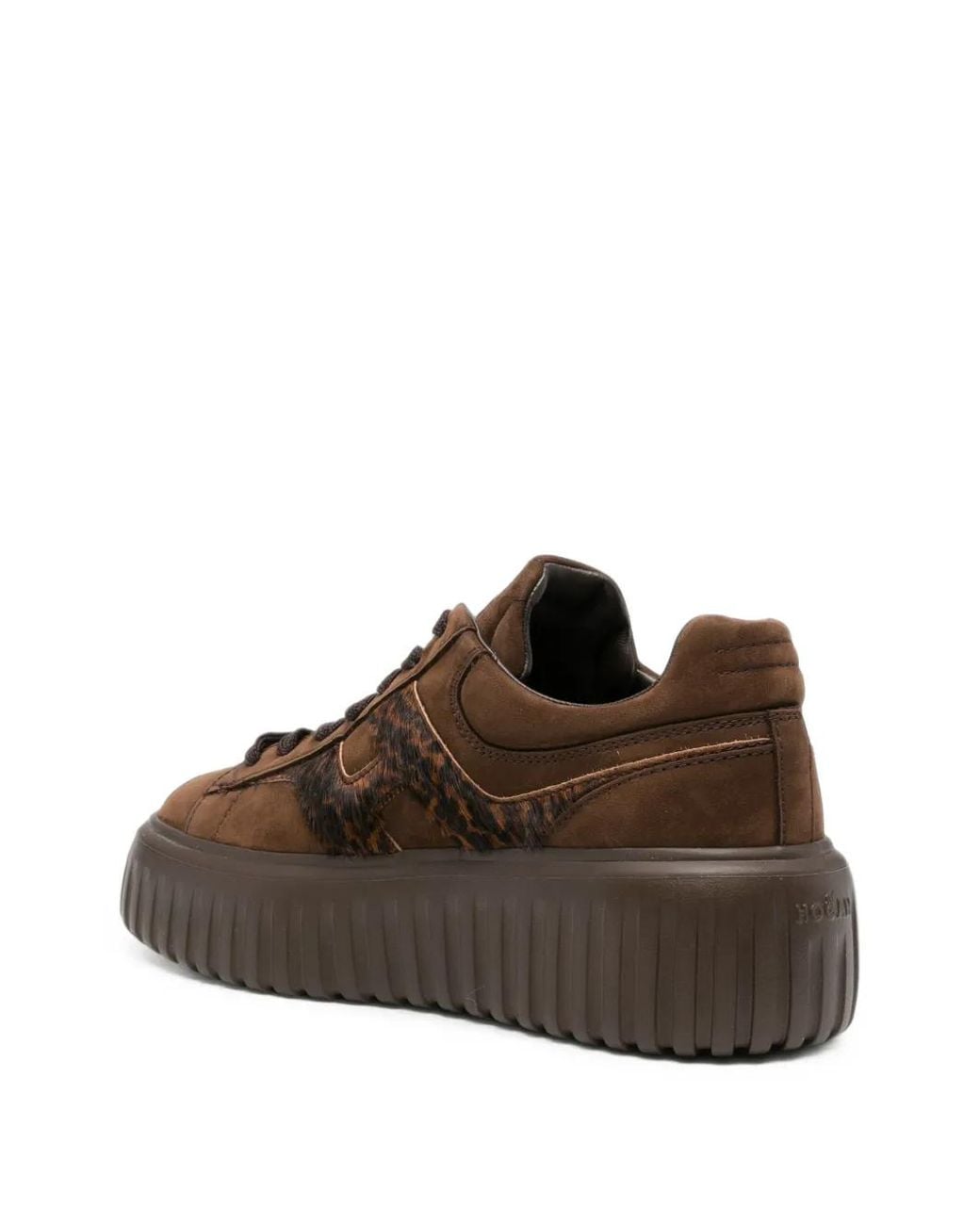 Hogan Brown Leopard-Print Suede Sneakers