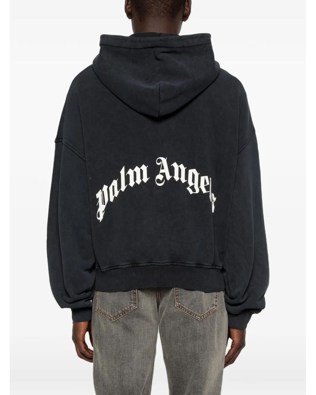 Palm Angels Black Skeleton-Print Zip-Up Hoodie for men
