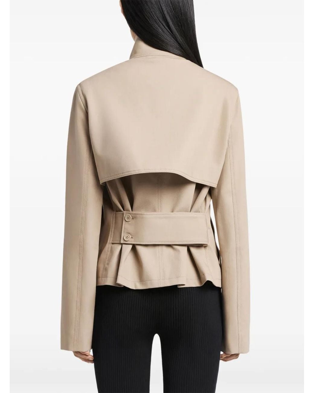 Courreges Natural Buckle-Detail Button Trench Jacket