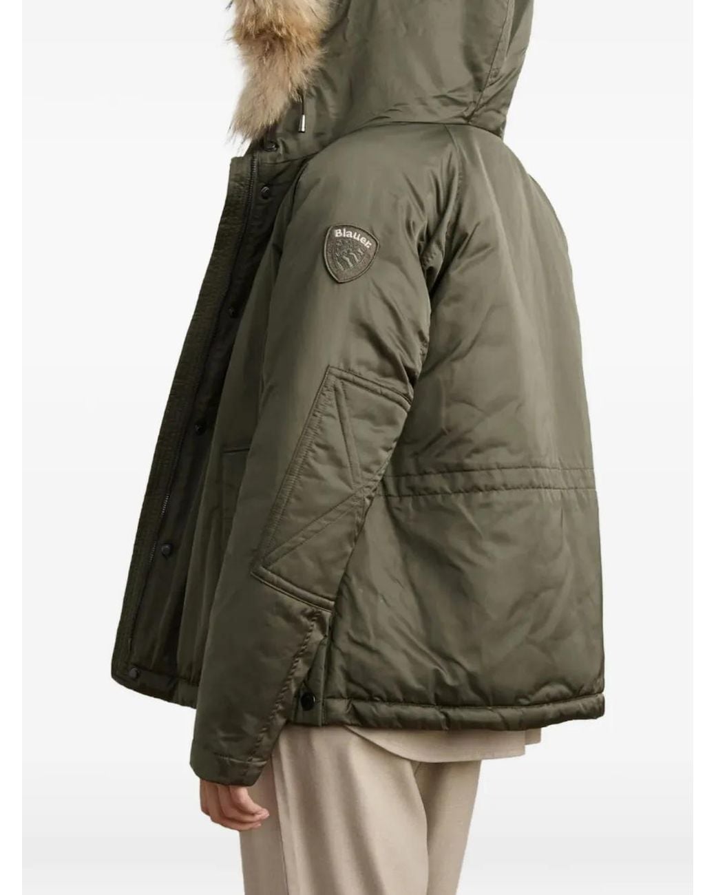 Blauer Green Glenvale Fur-Trim Hooded Jacket
