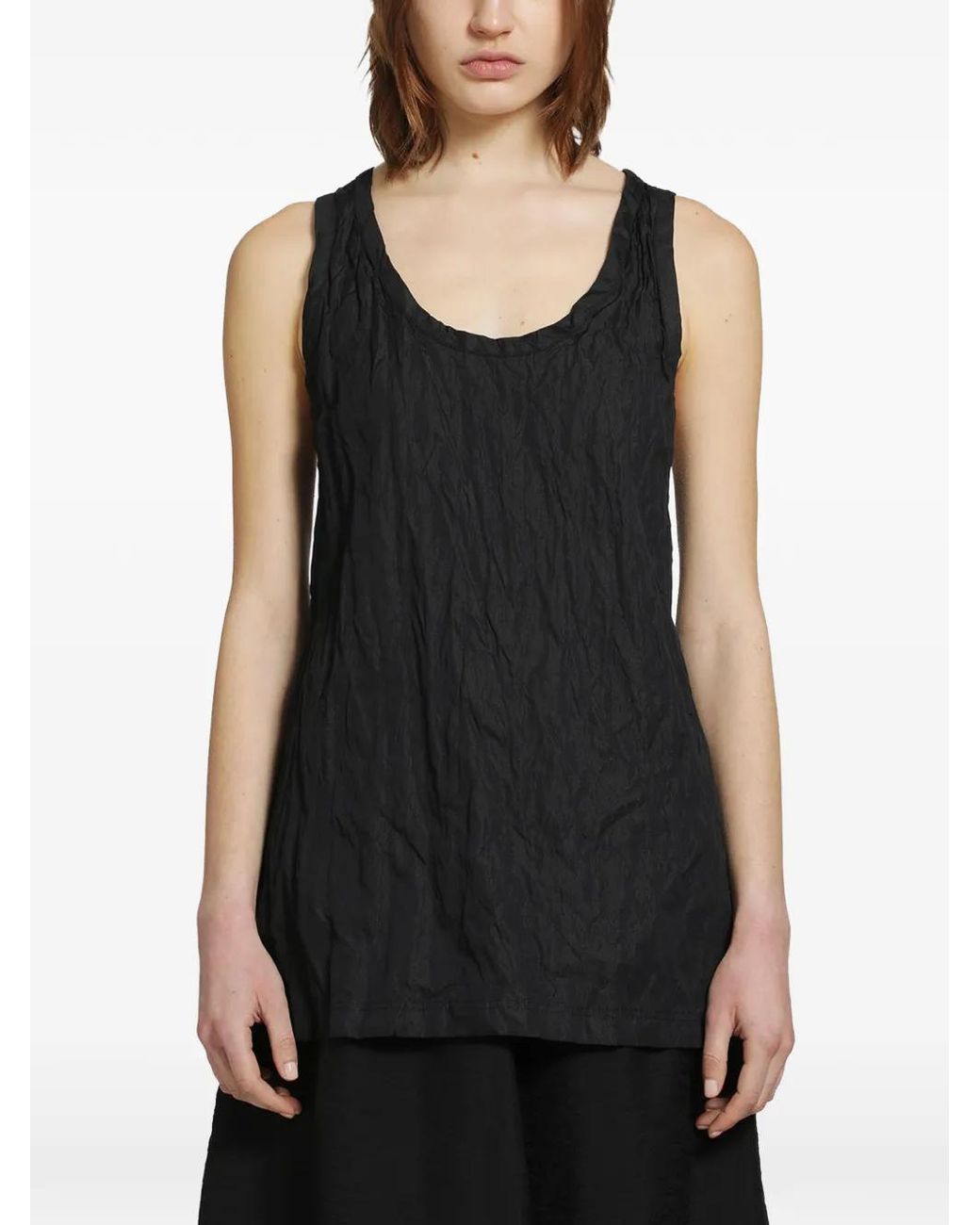Totême Black Crinkled Cotton Tank Top