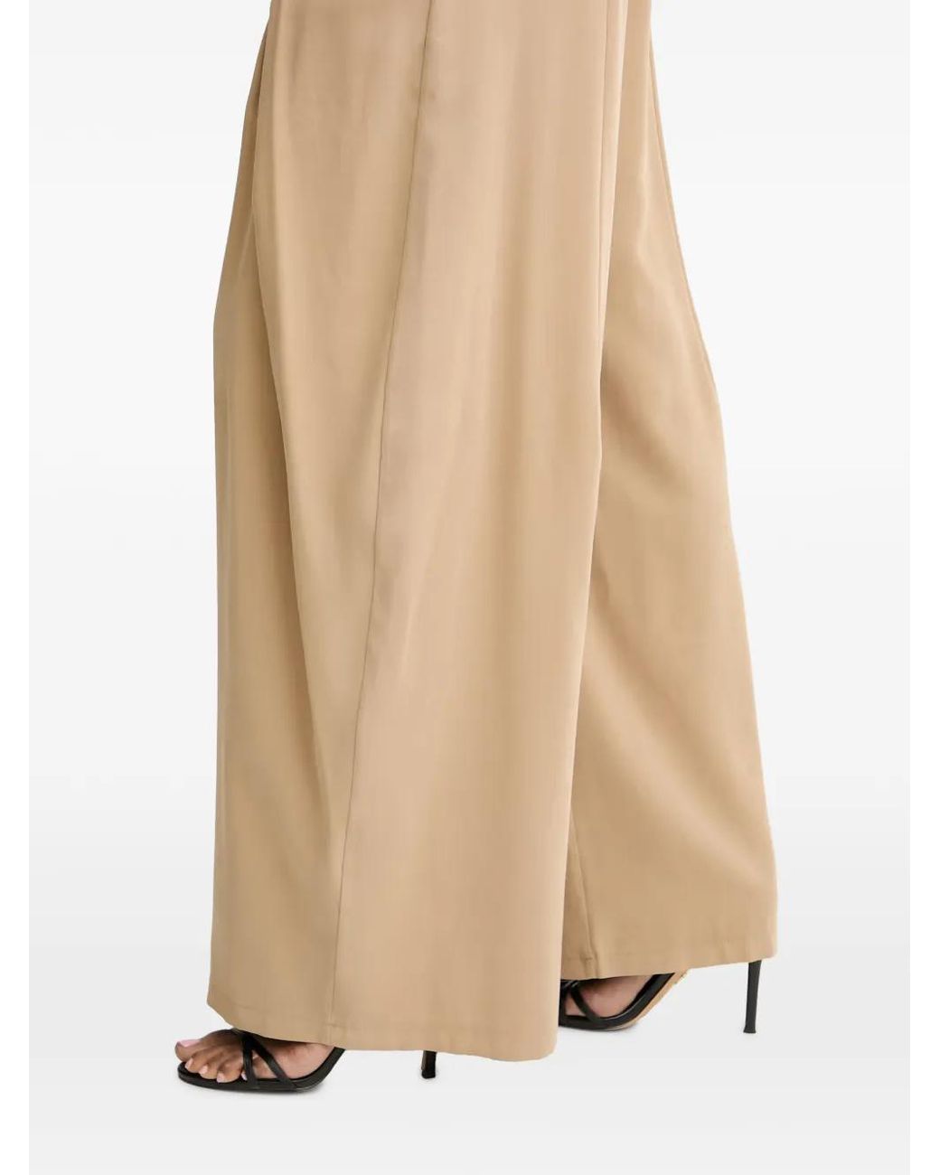 Haveone Natural Pantalon Palazzo Plissé À Coupe Ample
