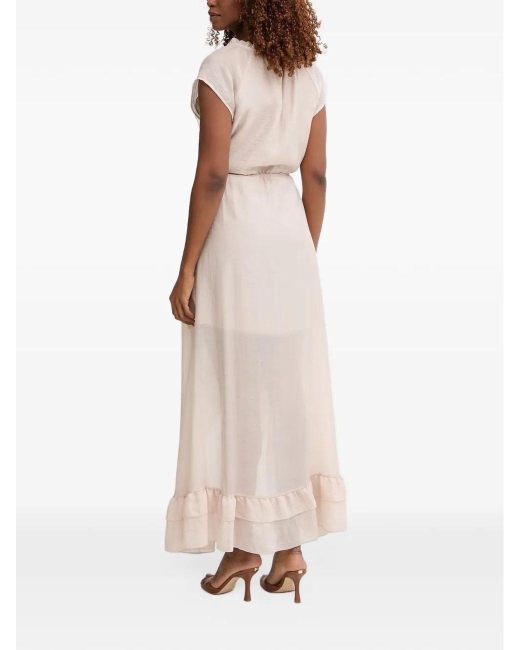 Guess Brown Ruffled Long Dress