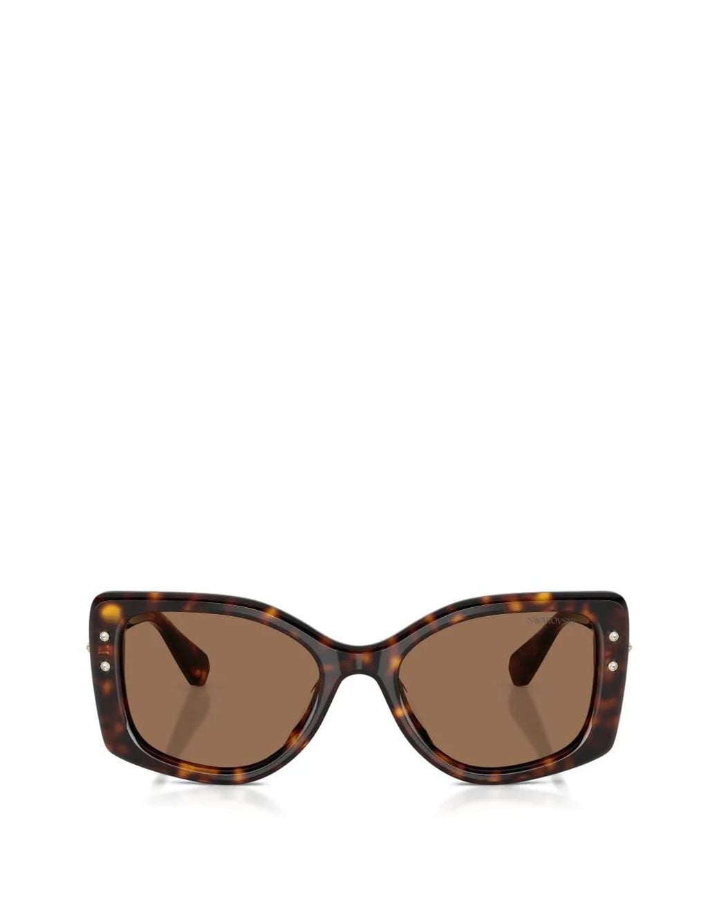 Swarovski Brown Tortoiseshell-Effect Crystal-Embellished Sunglasses