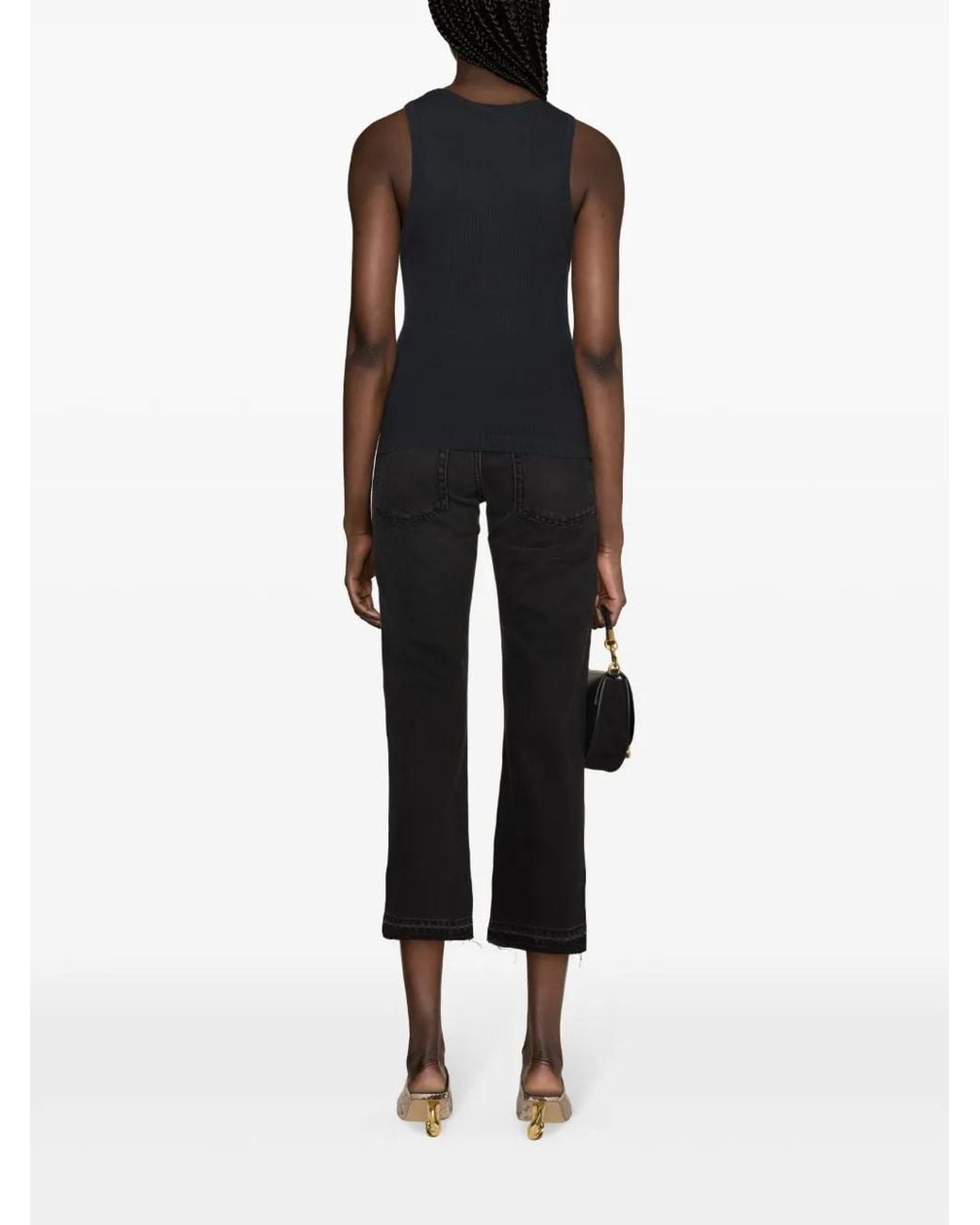 Agolde Black Poppy Ribbed-Knit Tank Top