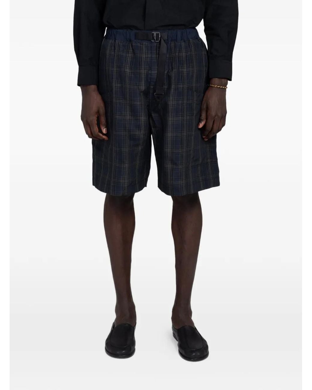 Comme des Garçons Black Check-Pattern Belted Shorts for men