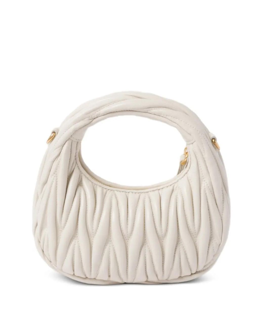 Miu Miu White Wander Matelassé Leather Mini Bag
