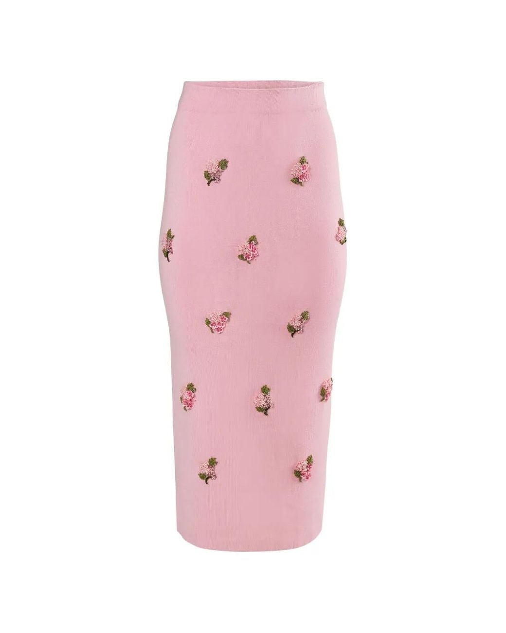 Carolina Herrera Pink Floral-Embroidered Midi Skirt