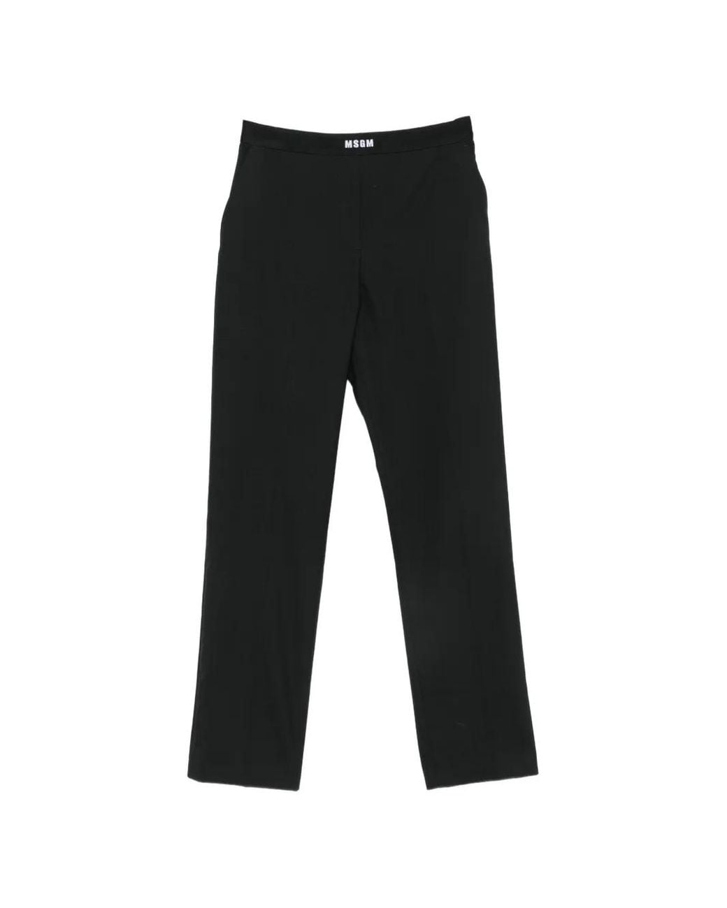 MSGM Black Logo-Waistband Trousers