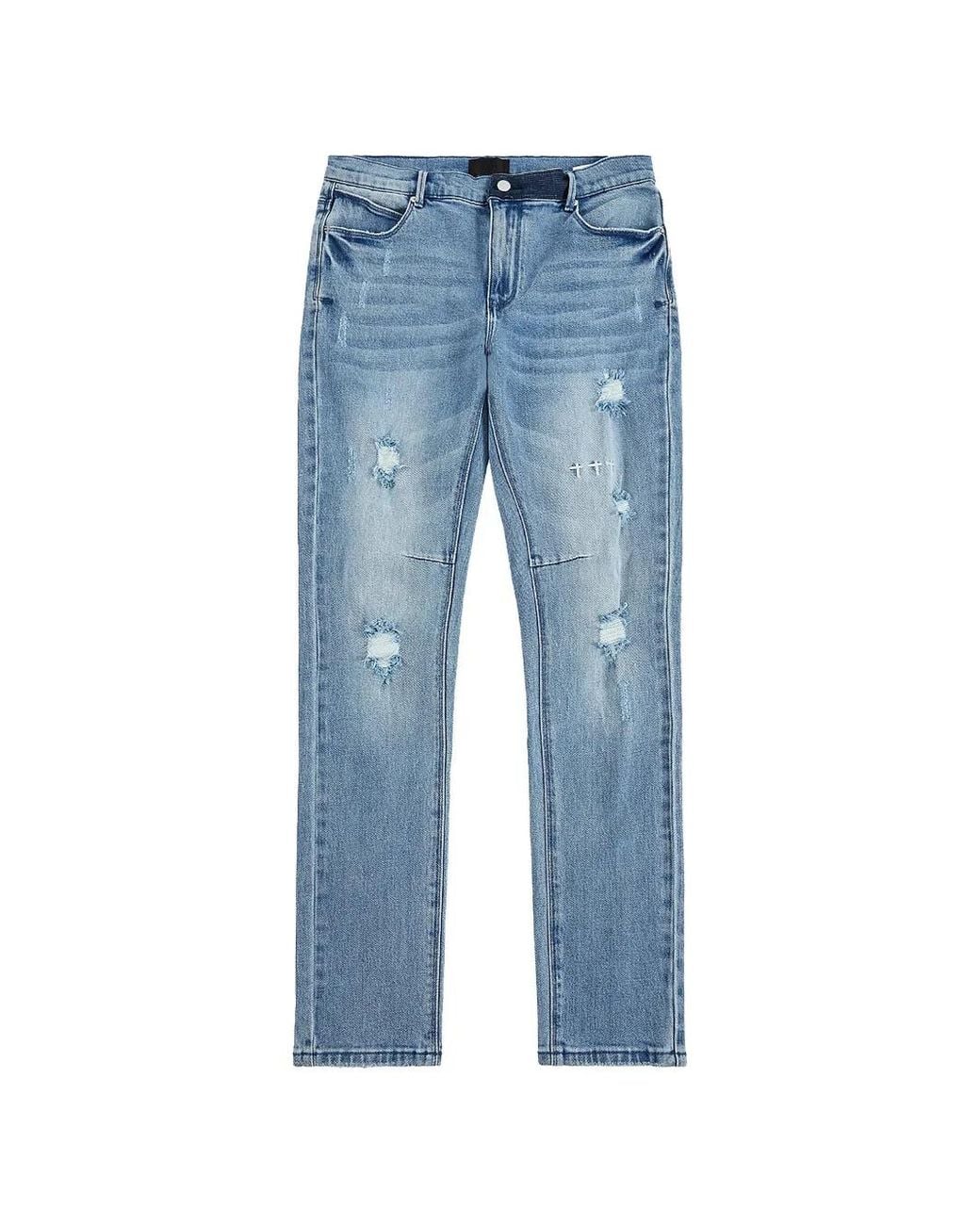 RTA Blue Bryant Distressed-Finish Skinny Jeans for men