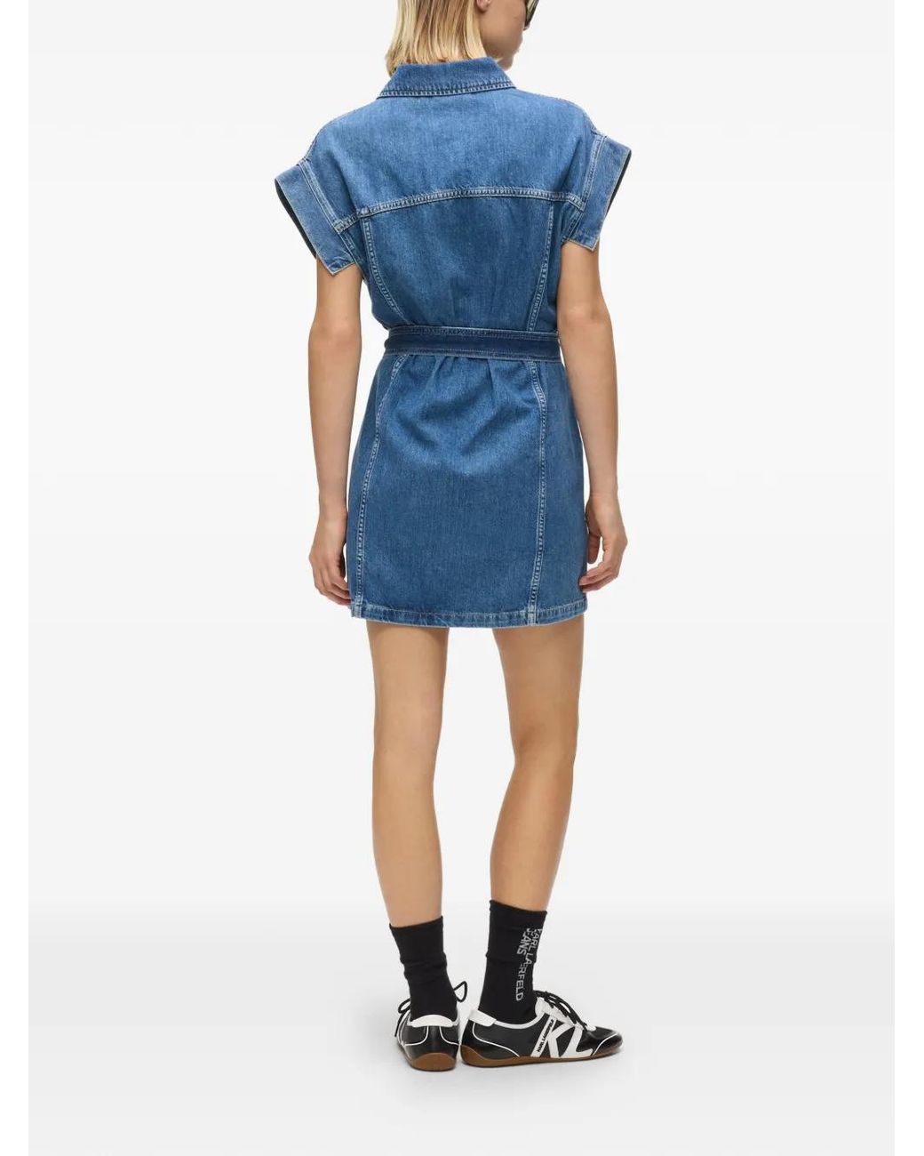 Karl Lagerfeld Blue Belted Mini Dress