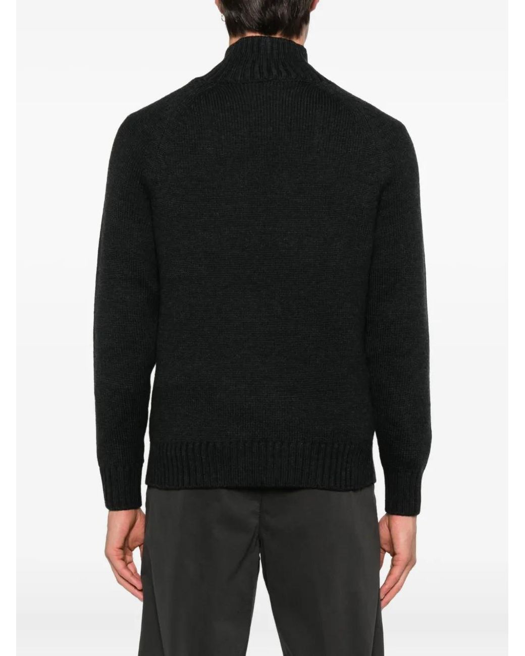 Eleventy Black High-Neck Wool Sweater for men
