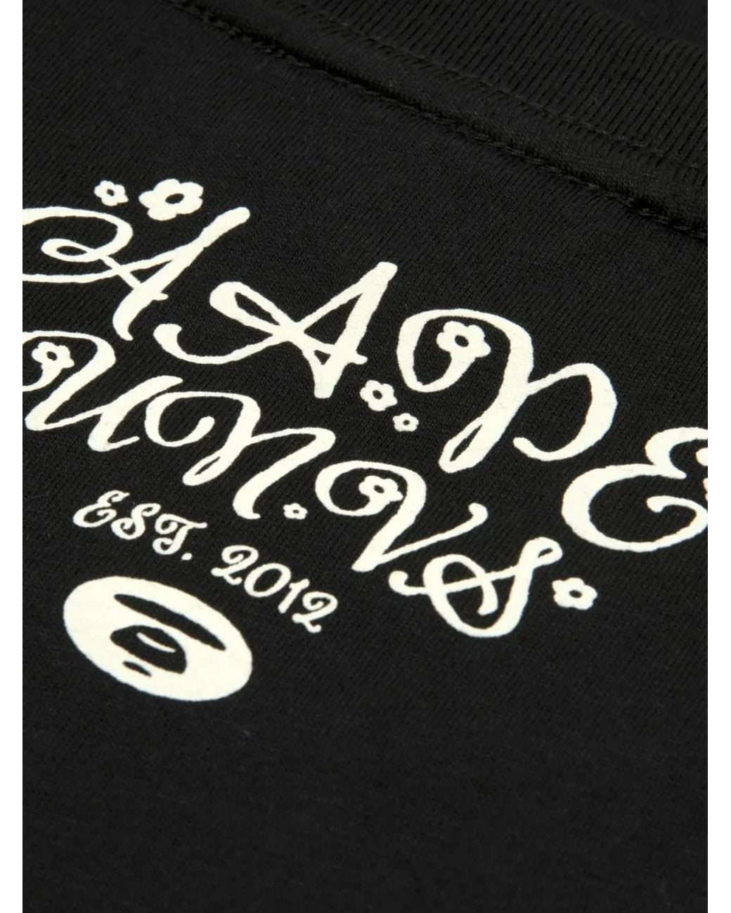 Aape By A Bathing Ape Black Aapeunvs Graphic-Print Long-Sleeve T-Shirt