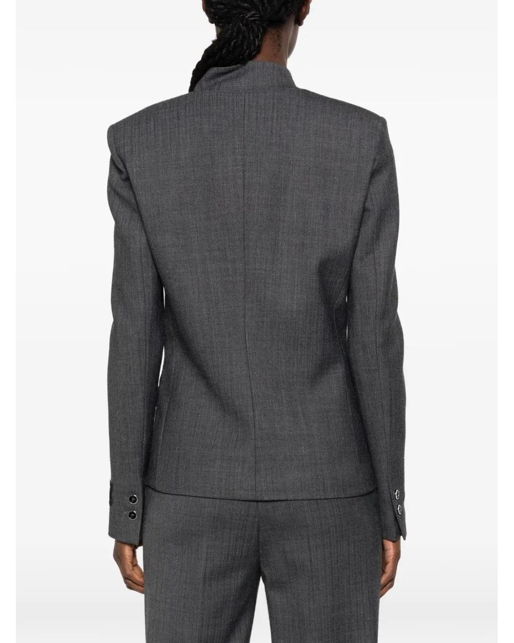 Pinko Gray Tailored Wool-Blend Jacket