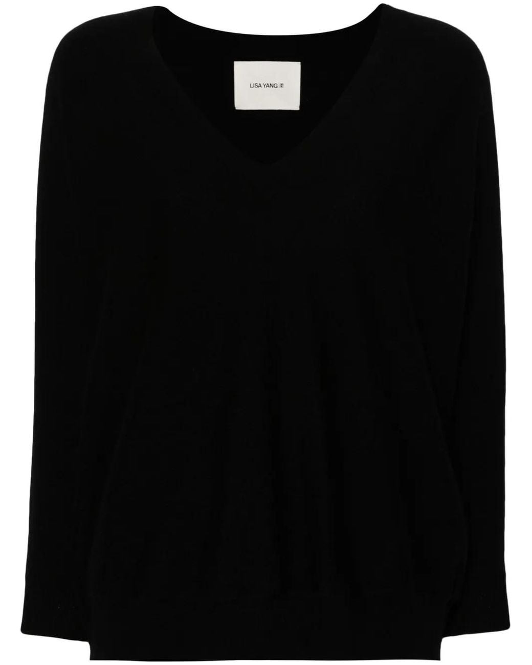 Lisa Yang Black V-Neck Cashmere Sweater