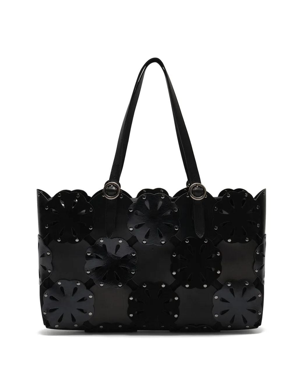 Maliparmi Black Die-Cut Floral-Stud Tote Bag