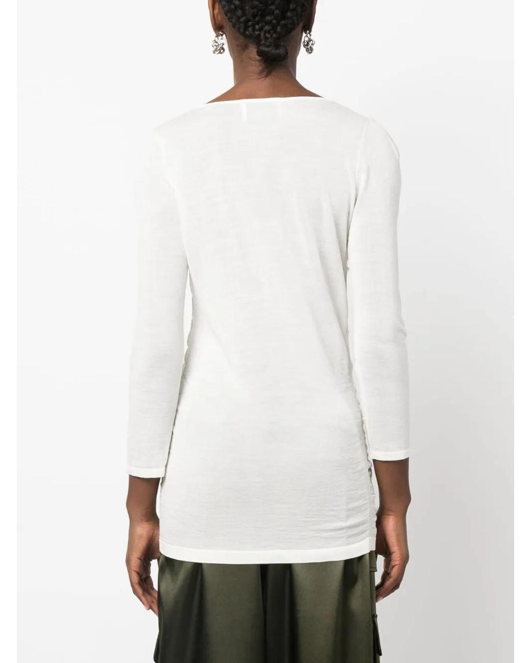 Isabel Marant White Acara Long-Sleeve Top