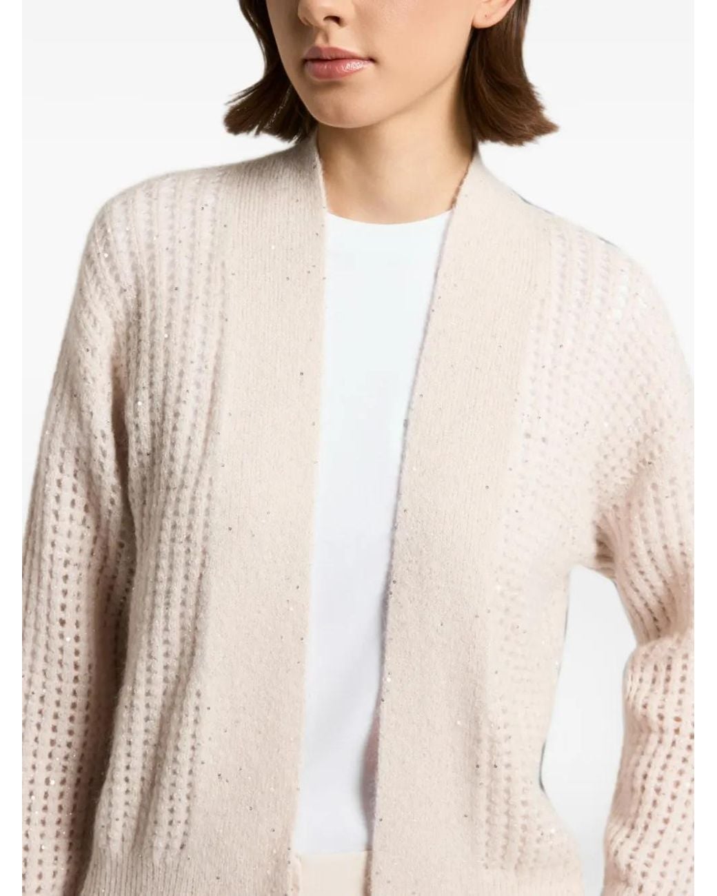 Peserico White Open-Knit Cardigan