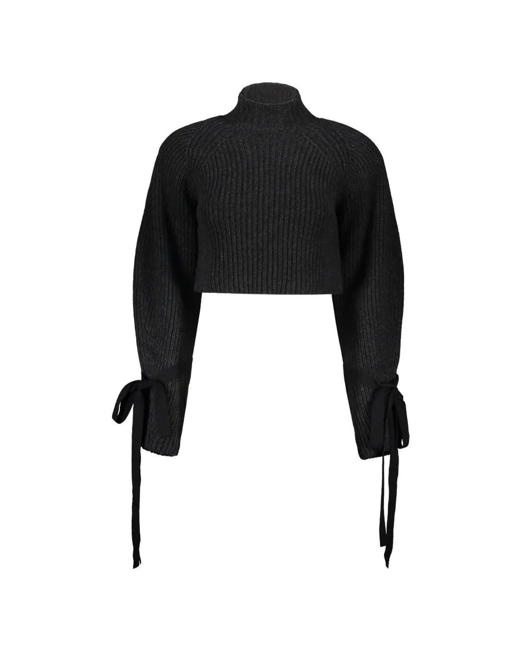 Ellery Black Balloon-Sleeve Cropped Sweatshirt