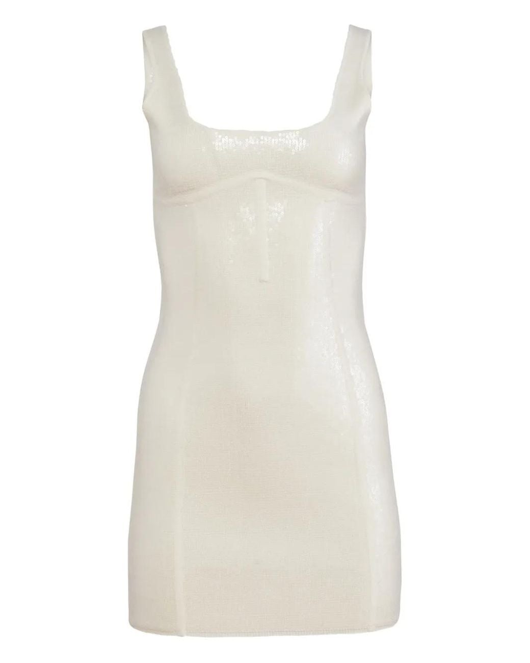 Fleur du Mal White Sequin Knit Mini Dress