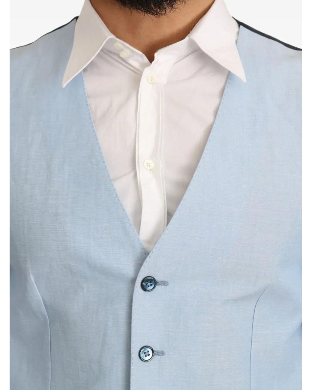 Dolce & Gabbana Blue V-Neck Button-Up Waistcoat for men
