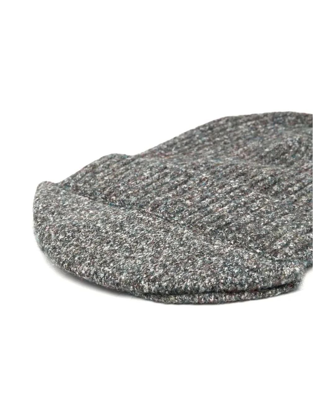 RANRA Gray Mélange-Effect Ribbed-Knit Beanie for men