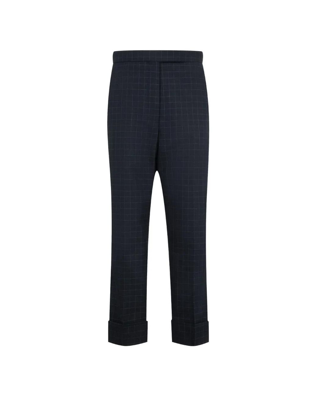 Thom Browne Blue Checked Backstrap Trousers