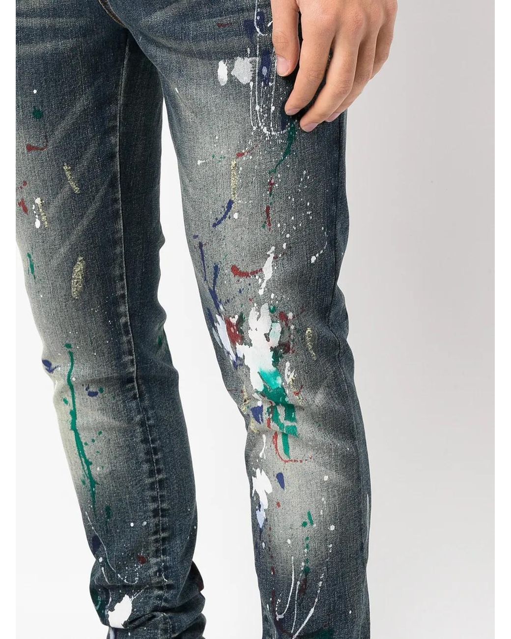 God's Masterful Children Blue Artist Hand-Painted Jeans for men