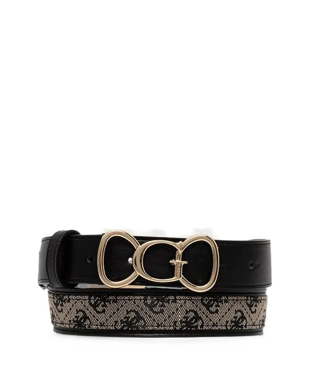 Guess Black 4G Peony Logo-Plaque Reversible Belt