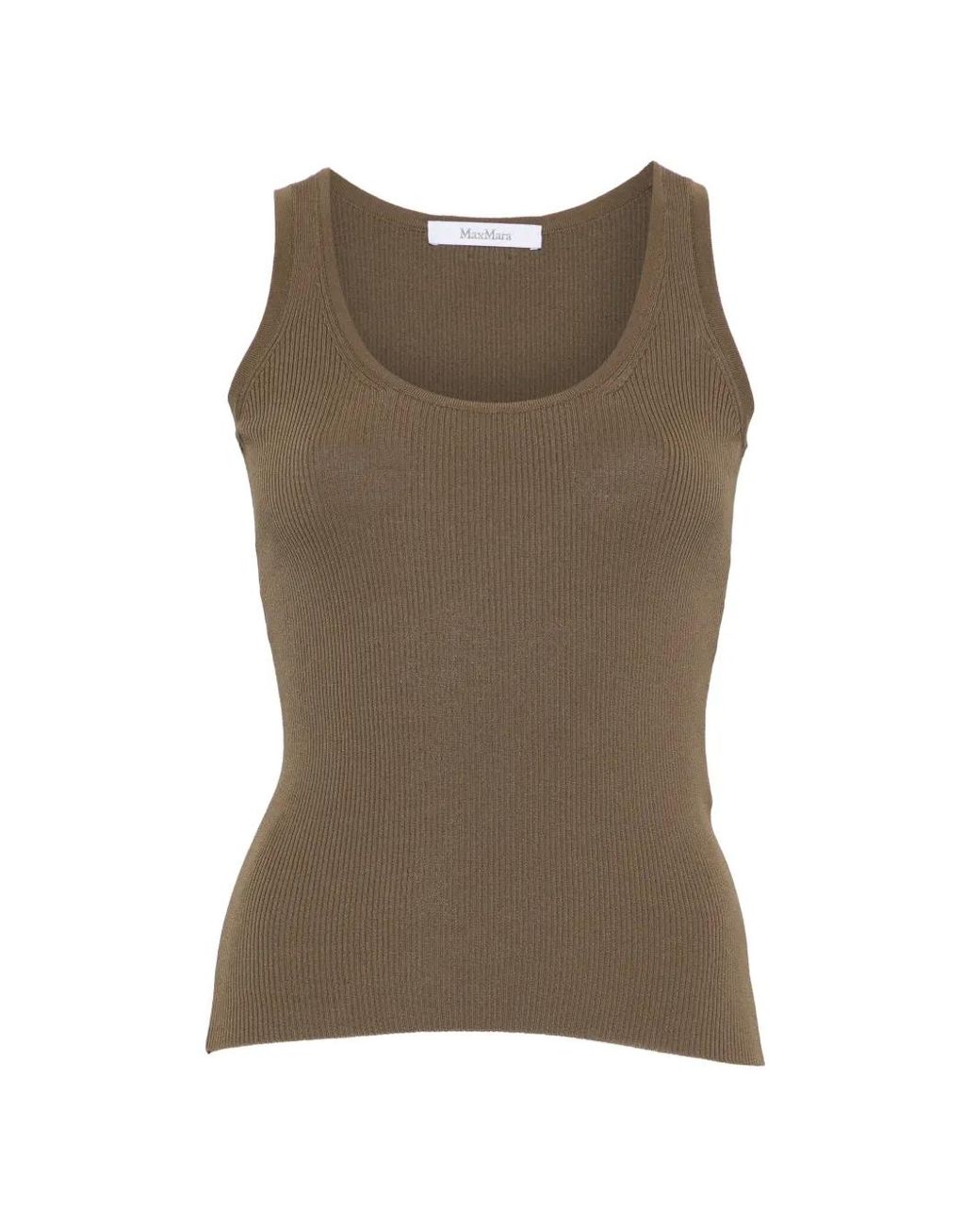 Max Mara Green Editta Ribbed-Knit Tank Top