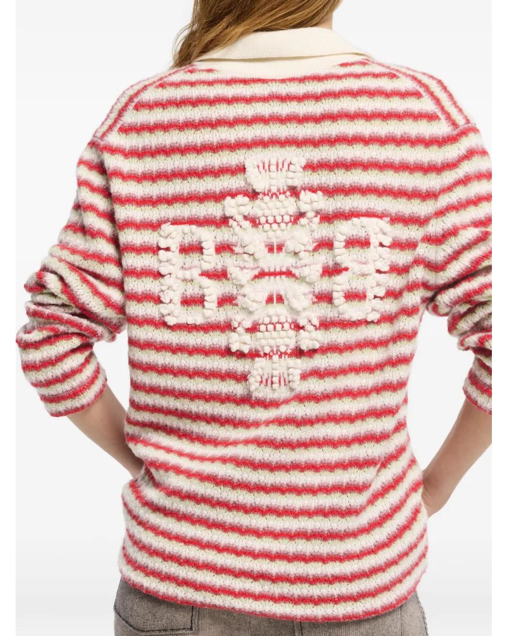 Barrie Red Striped Cashmere Polo Shirt