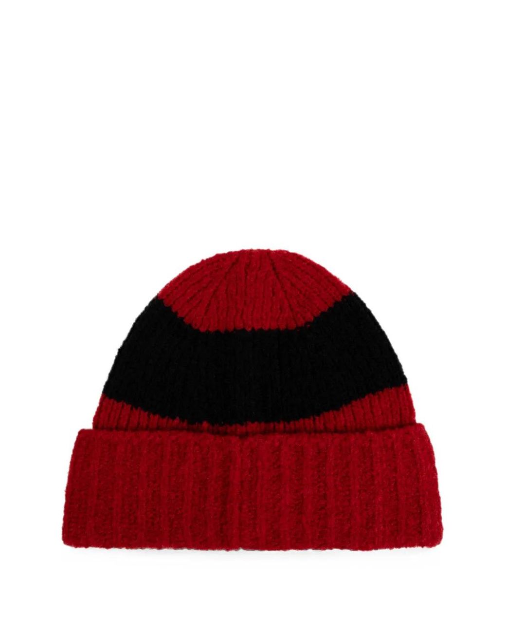 Moncler Red Striped Wool Blend Buckle Knit Beanie Hat for men