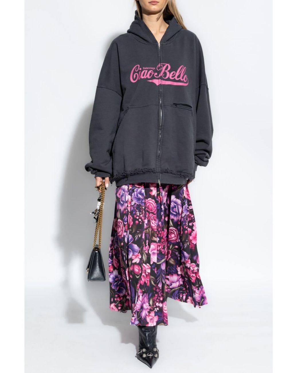 【美品】Balenciaga Ciao Bello Pulled Hoodie Ciao Bello Pulled Hoodie in Washed Black