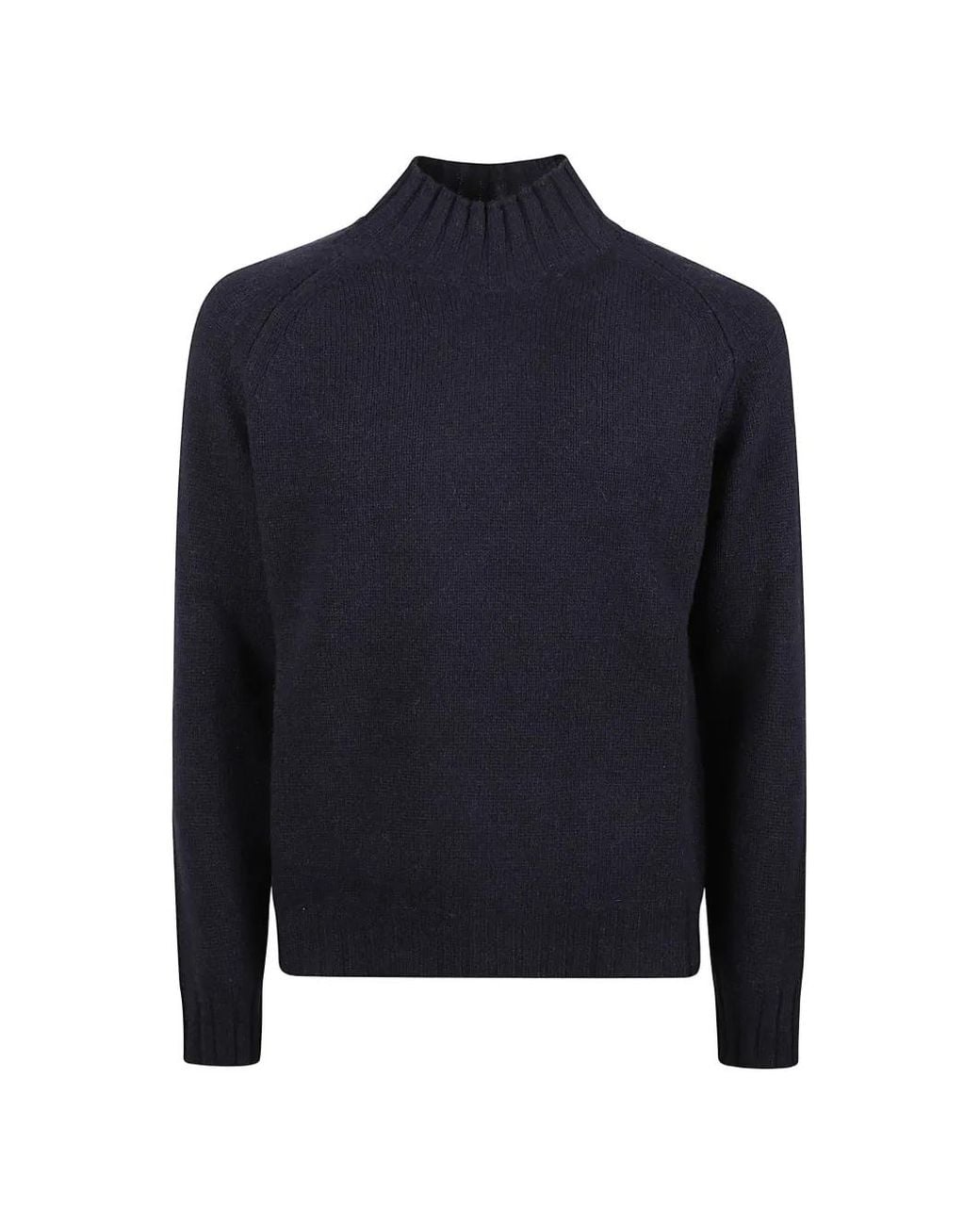 Aragona Blue Mock-Neck Raglan-Sleeve Sweater for men