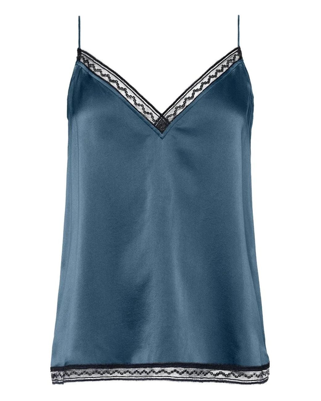 Eres Blue Instant Lace-Trim Silk Camisole