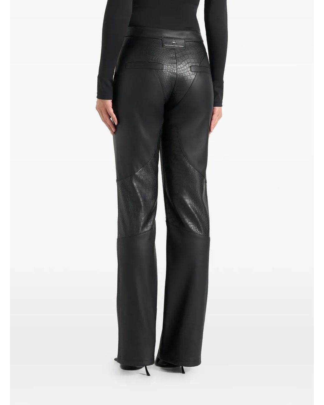 Manière De Voir Black Seren Croc-Embossed Lace-Up Trousers