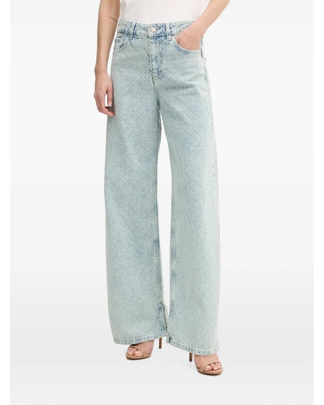 Sisley Blue Distressed Wide-Leg Jeans