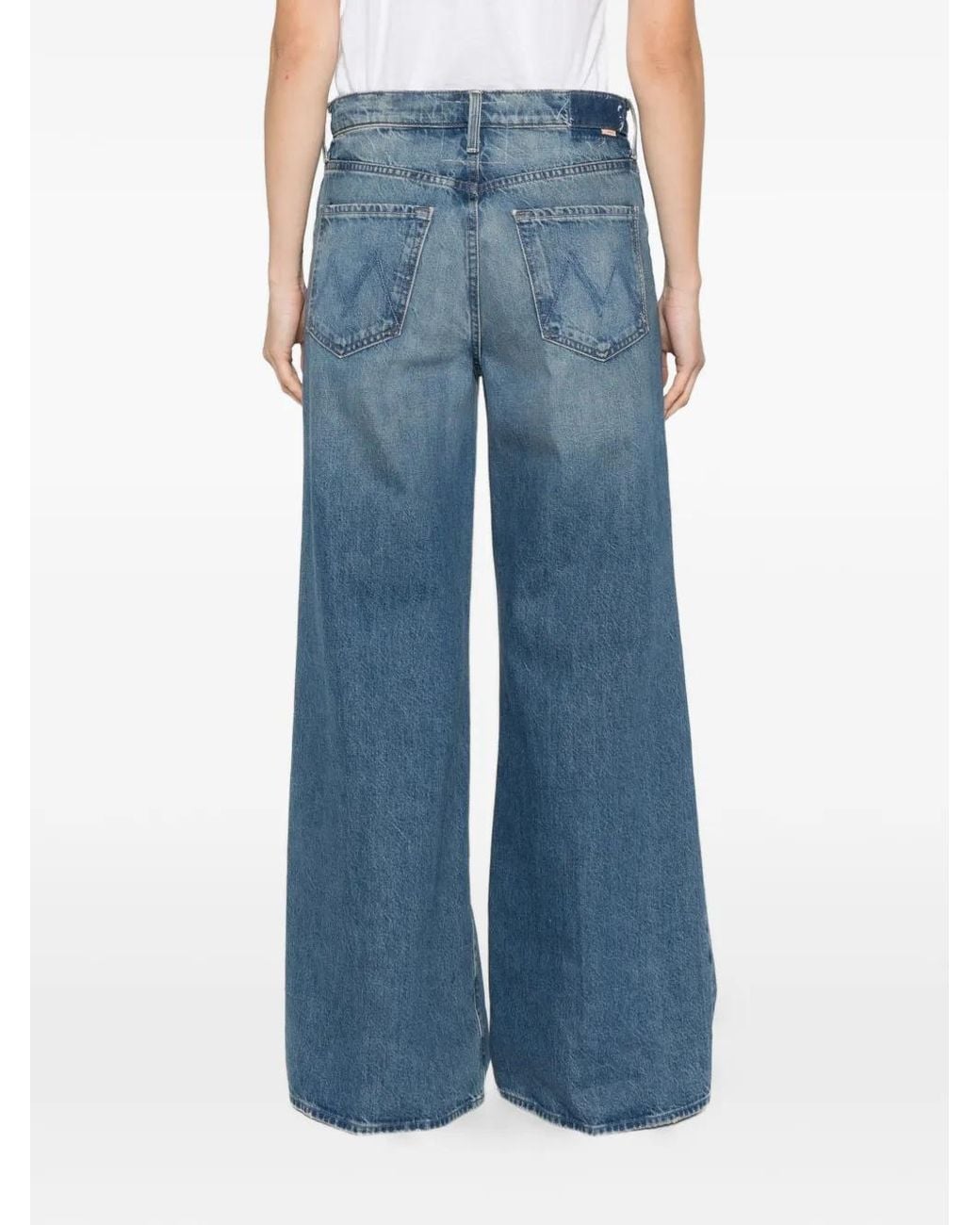 Mother Blue The Ditcher Roller Raw-Hem Jeans