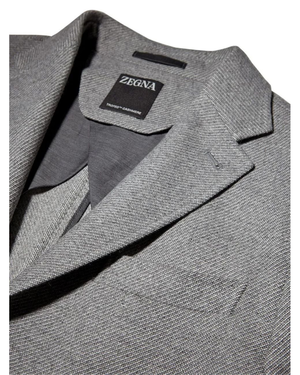 Zegna Gray Trofeo Single-Breasted Cashmere Jacket for men