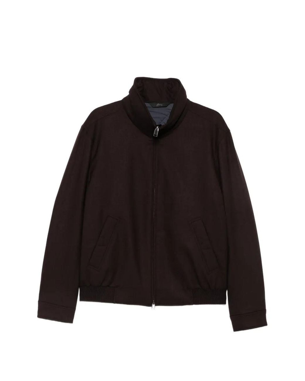 Brioni Black High-Neck Zip-Up Jacket for men
