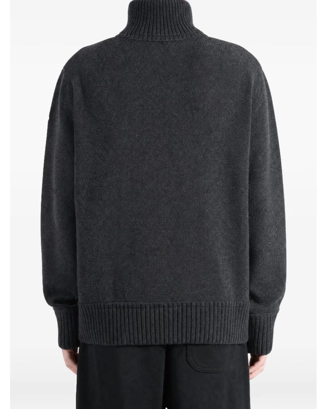 Moncler Black Logo-Patch Zip-Up Cardigan for men