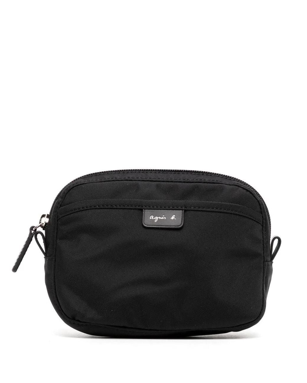 Agnes B. Black Curved Logo-Patch Wallet