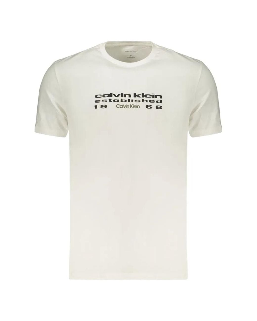 Calvin Klein White Logo-Print Cotton T-Shirt for men