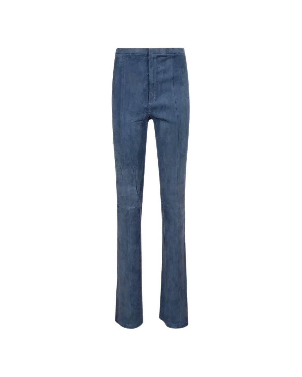 Stouls Blue Suede Slim-Fit Trousers