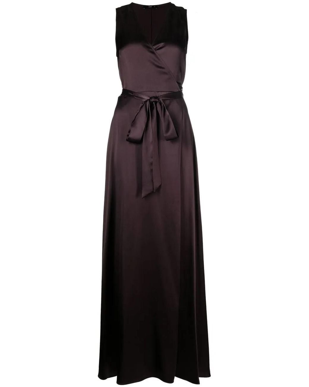 Voz Purple Frontward Satin Maxi Dress