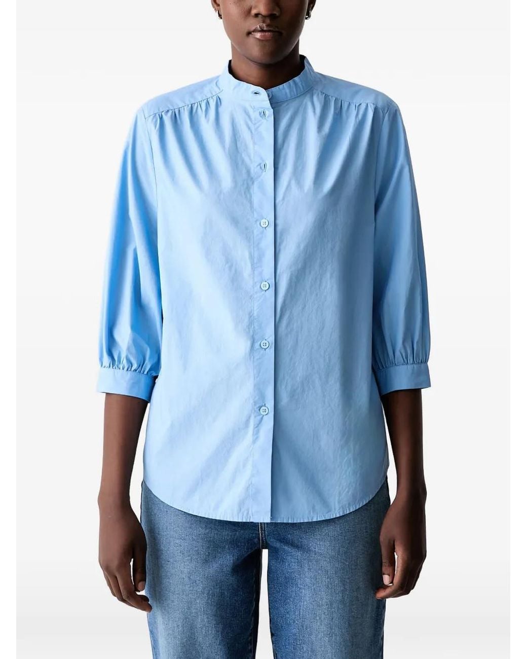 Marc O' Polo Blue Blouse Boutonnée À Fronces