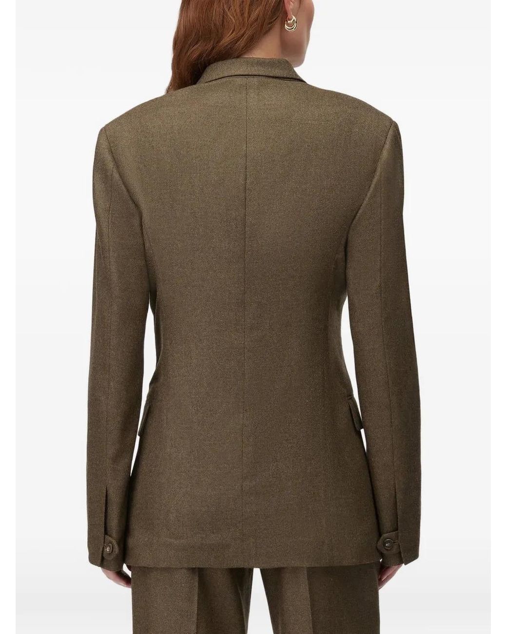 RETORI Brown Double-Breasted Peak-Lapel Wool Blazer