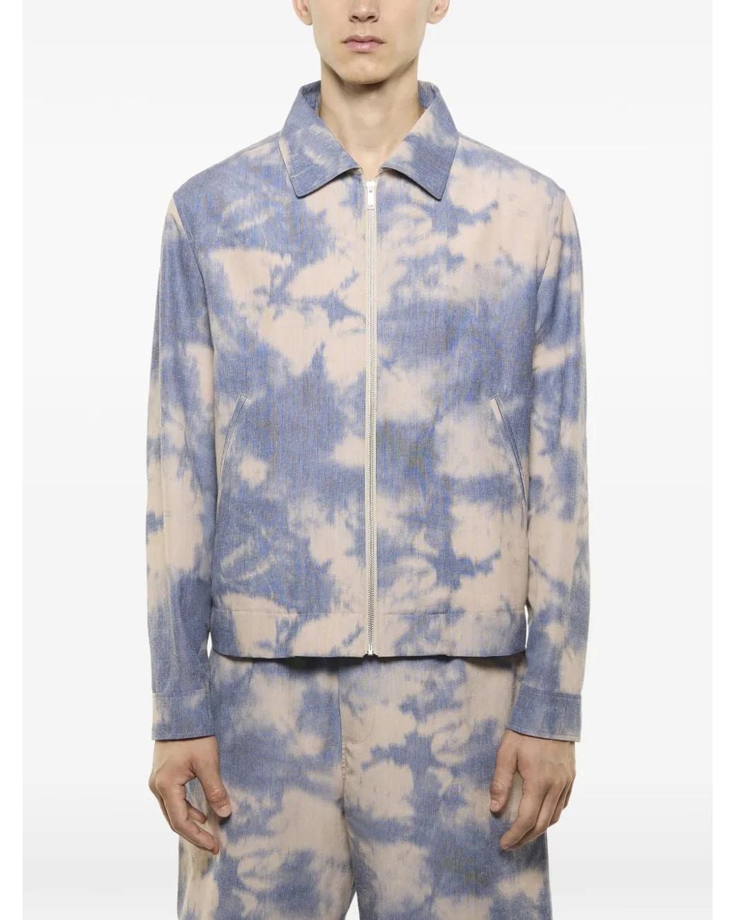 Laneus White Tie-Dye Zip Jacket for men