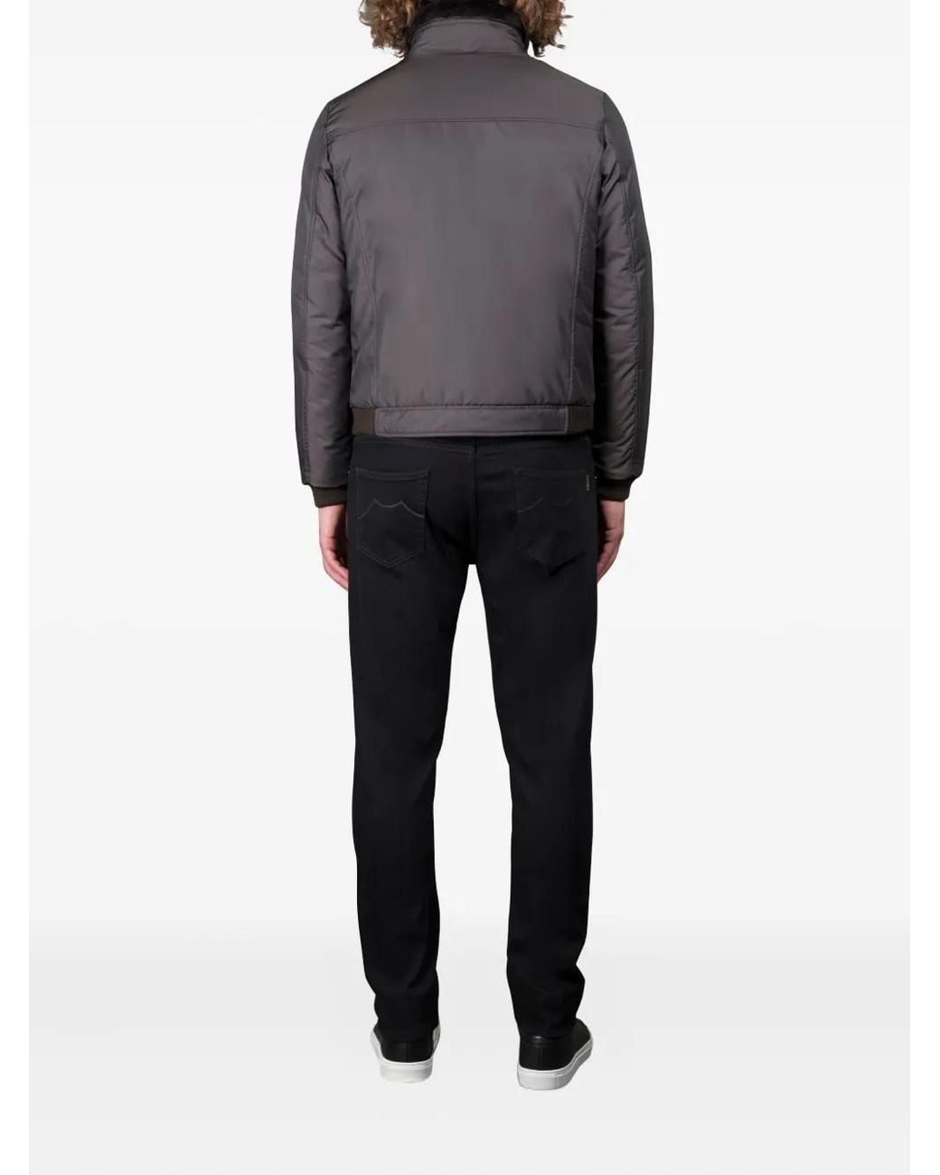 Moorer Black Zip-Front Bomber Jacket for men